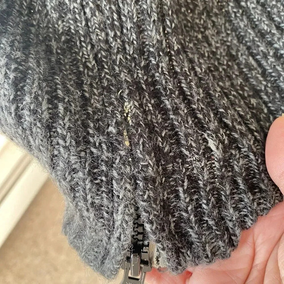 Knit Cardigan Sweater Dress Gray Whimsigoth Full Zip Side Belt Accent Lady M-L - Picture 10 of 10